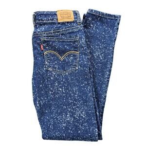 Levis 710 Size 14 Girls Jeans Bleach Splatter Super Skinny Adjustable Waistband